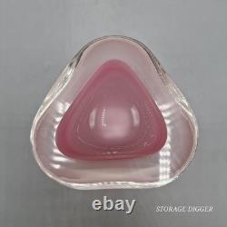 Vintage Murano Sommerso Art Glass Pink Clear Bowl/Ashtray Triangular Mid-Century
