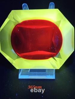 Vintage Murano Sommerso Art Glass Red Faceted 5×4×2 Glowing Beauty Dish Ashtray