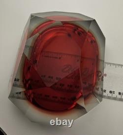 Vintage Murano Sommerso Art Glass Red Faceted 5×4×2 Glowing Beauty Dish Ashtray