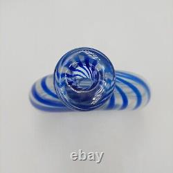 Vintage Murano Sommerso Art Glass Spiral Swirl Italy Blue White Vase