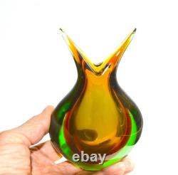 Vintage Murano Sommerso Art Glass Vase Mid-century, Italy Flavio Poli Style