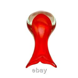 Vintage Murano Sommerso Art Glass Vase Red Clear Italy Mid Century