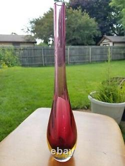 Vintage Murano Sommerso Art Glass Vase With Label