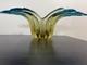 Vintage Murano Sommerso Art Glass Winged Console Bowl Aqua Amber 18