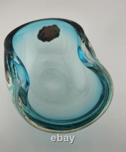 Vintage Murano Sommerso Blue 5.5 Glass Art Ashtray Dish Amazing Glow