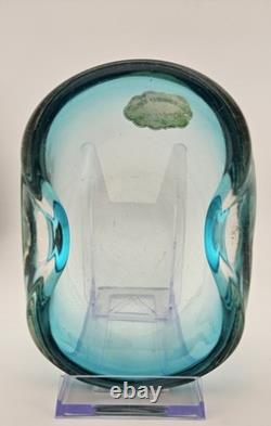 Vintage Murano Sommerso Blue 5.5 Glass Art Ashtray Dish Amazing Glow