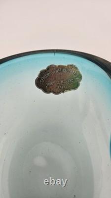 Vintage Murano Sommerso Blue 5.5 Glass Art Ashtray Dish Amazing Glow