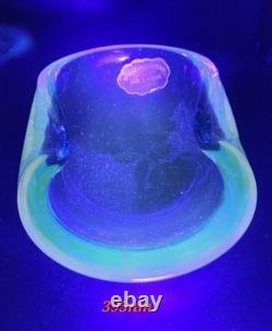 Vintage Murano Sommerso Blue 5.5 Glass Art Ashtray Dish Amazing Glow