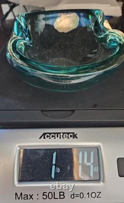 Vintage Murano Sommerso Blue 5.5 Glass Art Ashtray Dish Amazing Glow