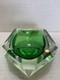 Vintage Murano Sommerso Faceted Art Glass Bowl Green & Green Italy 1960s MCM