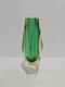Vintage Murano Sommerso Faceted Art Olive Green Glass Vase 8 Tall