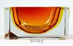 Vintage Murano Sommerso Glass Geometric Bowl/Ashtray c1970s