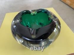 Vintage Murano Sommerso Glass Green/Blue Pinched Bowl Ashtray