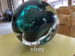 Vintage Murano Sommerso Glass Green/Blue Pinched Bowl Ashtray