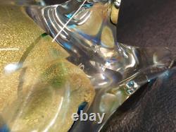 Vintage Murano Sommerso Italian Art Glass 9 Cat Figurine Gold Dust Flecks Italy