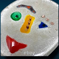 Vintage Murano Sommerso Italy Style Abstract Picasso Face Glass Art Sculpture 5