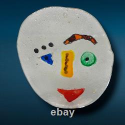 Vintage Murano Sommerso Italy Style Abstract Picasso Face Glass Art Sculpture 5