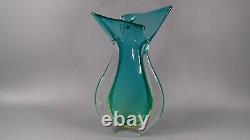 Vintage Murano Sommerso Large Glass Fish Tail Vase MID Century