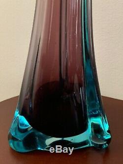 Vintage Murano Sommerso Purple & Blue Glass Vase Mid Century 14 1/2Tall