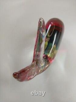 Vintage Murano Sommerso Red Green Blue Cased Art Glass Whale Fish Sculpture