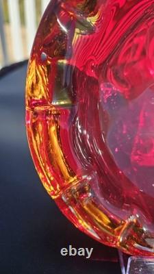 Vintage Murano Sommerso Ruby Red with Gold and Clear Casing 6.5 Excellent Cond
