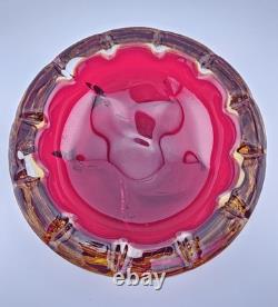Vintage Murano Sommerso Ruby Red with Gold and Clear Casing 6.5 Excellent Cond