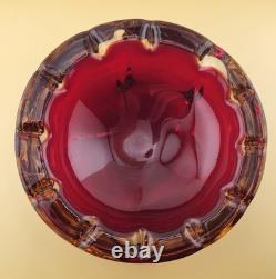 Vintage Murano Sommerso Ruby Red with Gold and Clear Casing 6.5 Excellent Cond