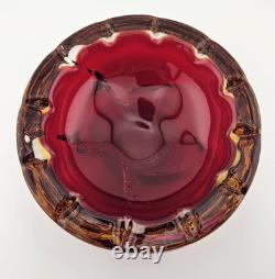 Vintage Murano Sommerso Ruby Red with Gold and Clear Casing 6.5 Excellent Cond