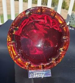 Vintage Murano Sommerso Ruby Red with Gold and Clear Casing 6.5 Excellent Cond