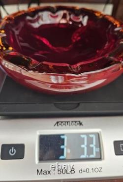 Vintage Murano Sommerso Ruby Red with Gold and Clear Casing 6.5 Excellent Cond