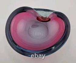 Vintage Murano Sommerso Submerged Art Glass Ashtray Dish 7 Cigar Dish Purple