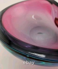 Vintage Murano Sommerso Submerged Art Glass Ashtray Dish 7 Cigar Dish Purple
