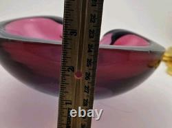 Vintage Murano Sommerso Submerged Art Glass Ashtray Dish 7 Cigar Dish Purple