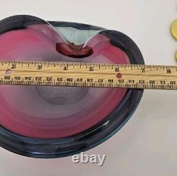 Vintage Murano Sommerso Submerged Art Glass Ashtray Dish 7 Cigar Dish Purple