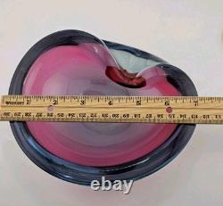 Vintage Murano Sommerso Submerged Art Glass Ashtray Dish 7 Cigar Dish Purple