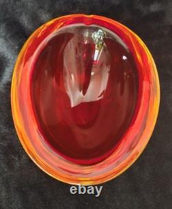 Vintage Murano Sommerso Submerged Art Glass Bowl Dish 6.5×5.5×3 Stunning Colors