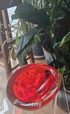 Vintage Murano Sommerso Submerged Art Glass Bowl Dish 6.5×5.5×3 Stunning Colors