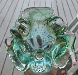 Vintage Murano Sommerso Submerged Blue/Green Stunning Art Glass Ash Dish 6.5