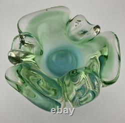 Vintage Murano Sommerso Submerged Blue/Green Stunning Art Glass Ash Dish 6.5