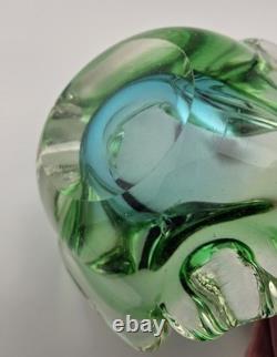 Vintage Murano Sommerso Submerged Blue/Green Stunning Art Glass Ash Dish 6.5