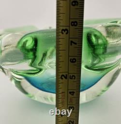 Vintage Murano Sommerso Submerged Blue/Green Stunning Art Glass Ash Dish 6.5