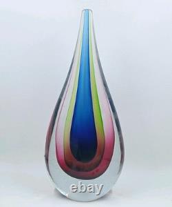 Vintage Murano Sommerso Teardrop Art Glass Sculpture Flavio Poli Style 10 7/8