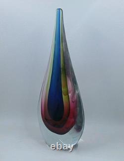 Vintage Murano Sommerso Teardrop Art Glass Sculpture Flavio Poli Style 10 7/8