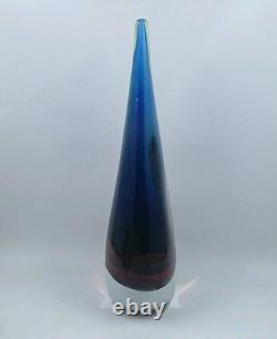 Vintage Murano Sommerso Teardrop Art Glass Sculpture Flavio Poli Style 10 7/8