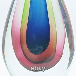 Vintage Murano Sommerso Teardrop Art Glass Sculpture Flavio Poli Style 10 7/8
