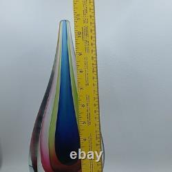 Vintage Murano Sommerso Teardrop Art Glass Sculpture Flavio Poli Style 10 7/8
