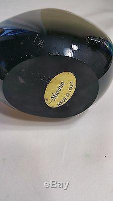 Vintage Murano Sommerso Teardrop Glass Sculpture With Label