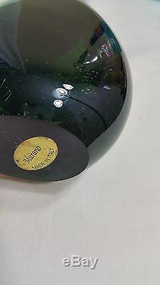 Vintage Murano Sommerso Teardrop Glass Sculpture With Label