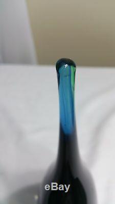 Vintage Murano Sommerso Teardrop Glass Sculpture With Label