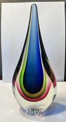 Vintage Murano Sommerso Triple Colored Tear Drop Sculpture by Seguso Flavio 11